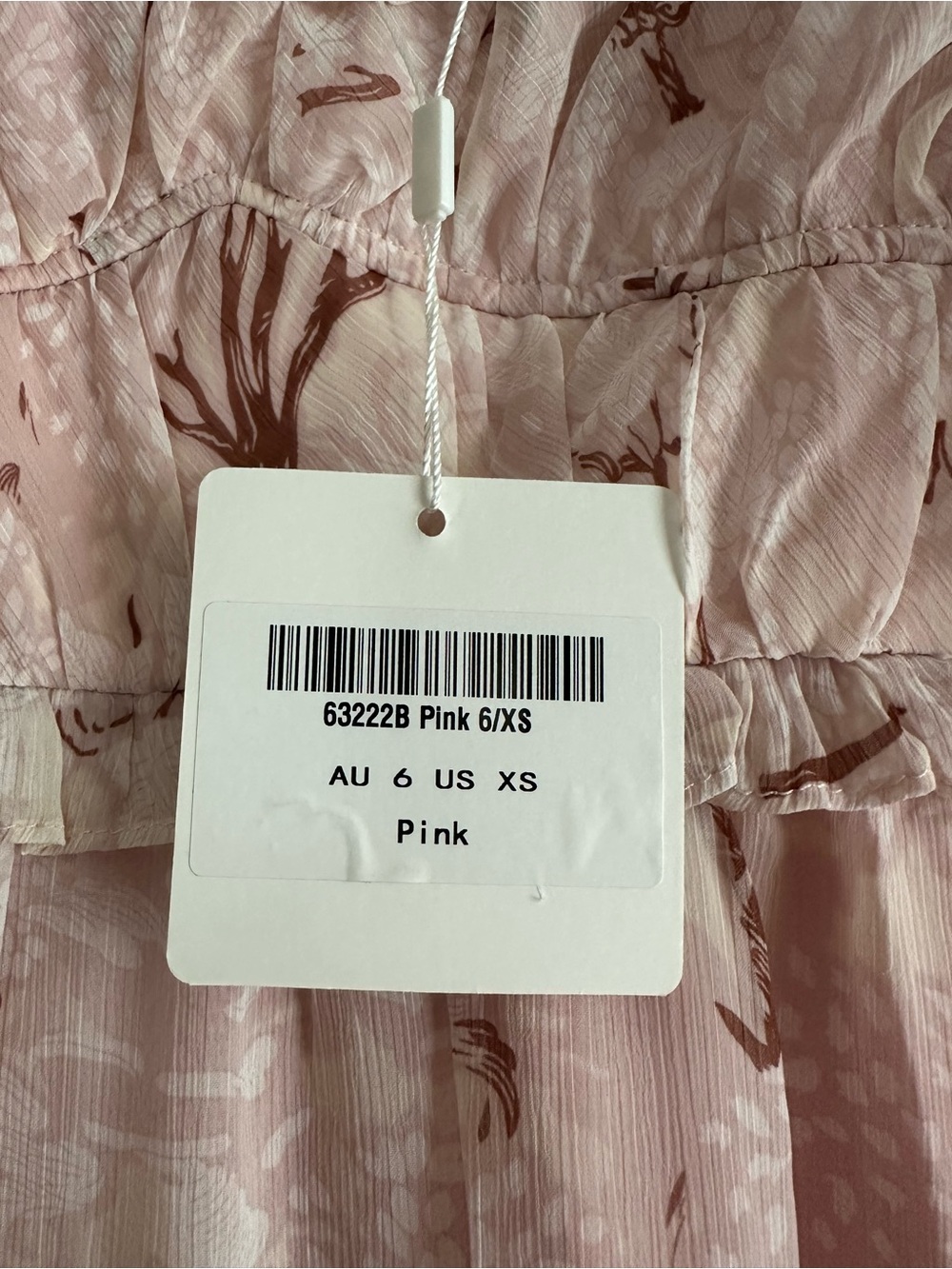 Selfie Leslie • Kirra Puff Sleeve Ruched Bodice Dress Botanic Print Pink - Picture 7 of 10